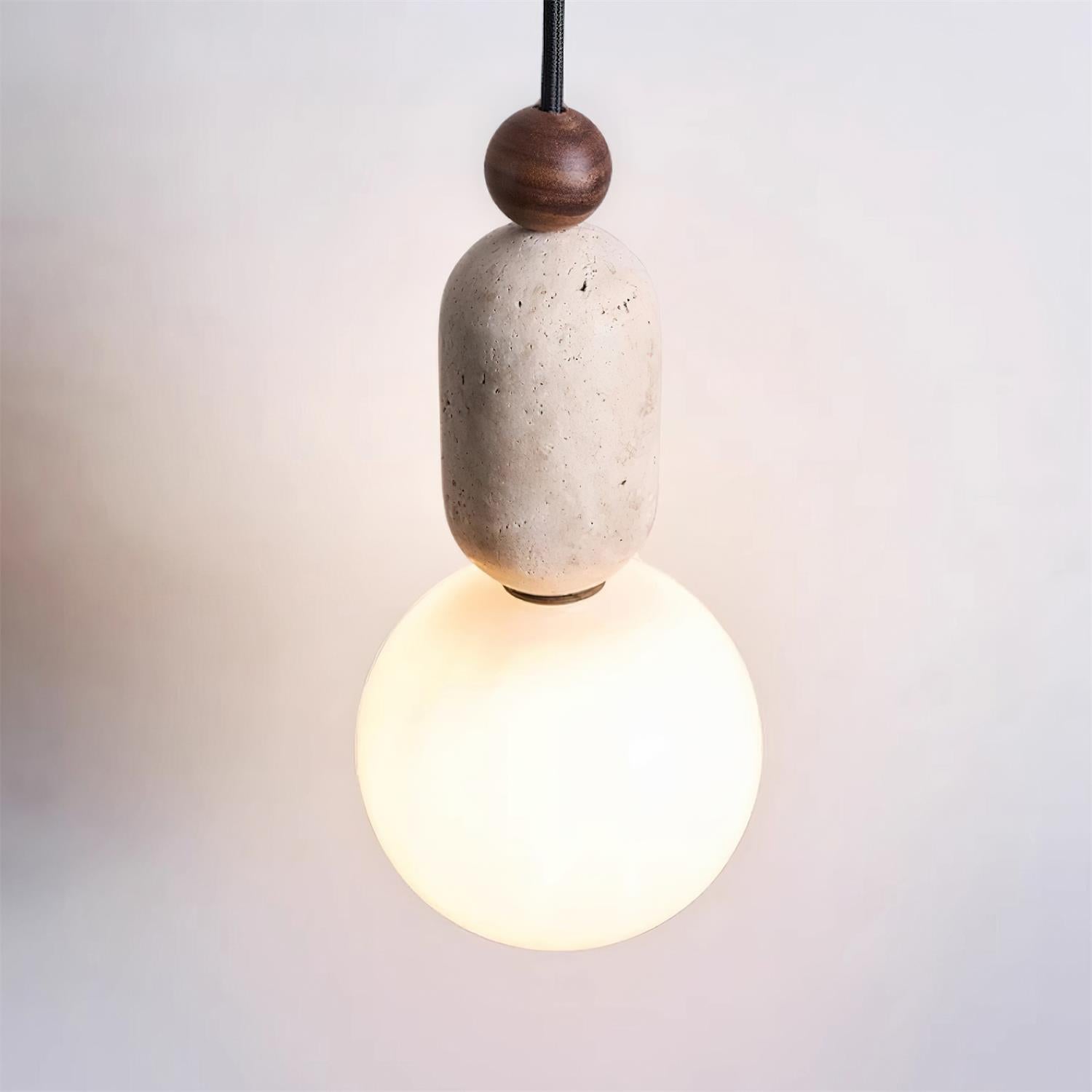Gavon Glass & Travertine Pendant Lamp - Lamp Copper
