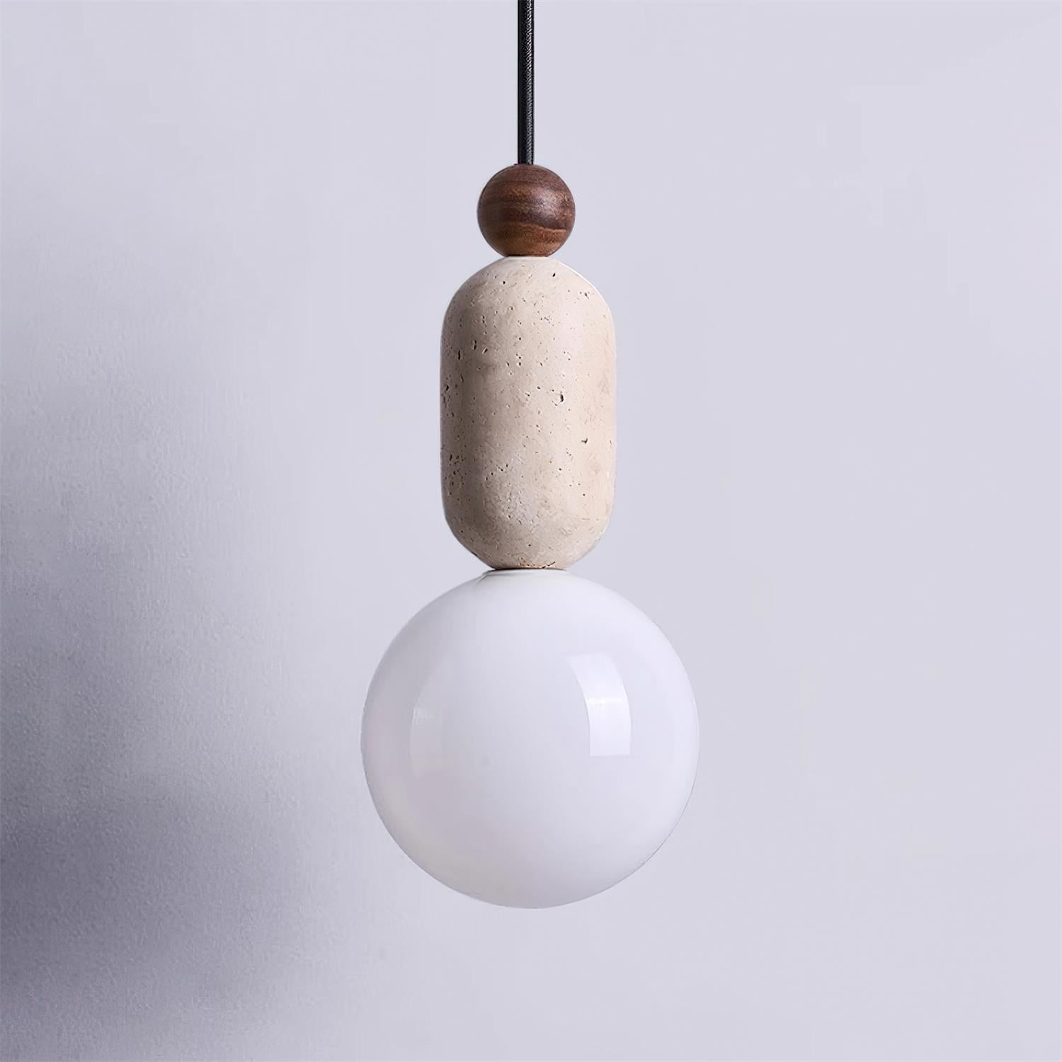 Gavon Glass & Travertine Pendant Lamp - Lamp Copper