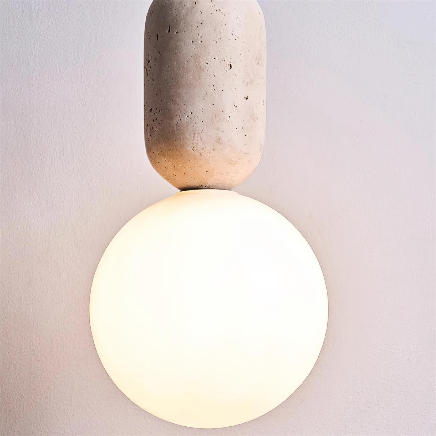 Gavon Glass & Travertine Pendant Lamp - Lamp Copper