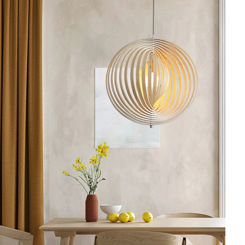 Muto Japanese LED Pendant Light Black/Gold Wood Bedroom/Bar - Lamp Copper
