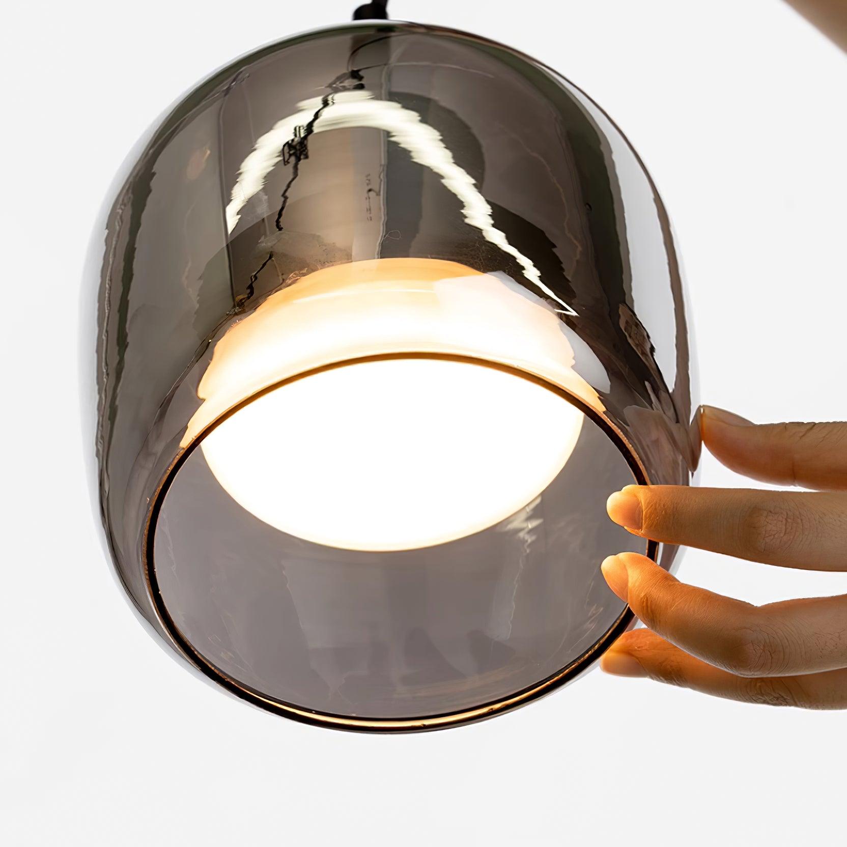 June Minimalist Pendant Light Glass Smoke Gray - Lamp Copper