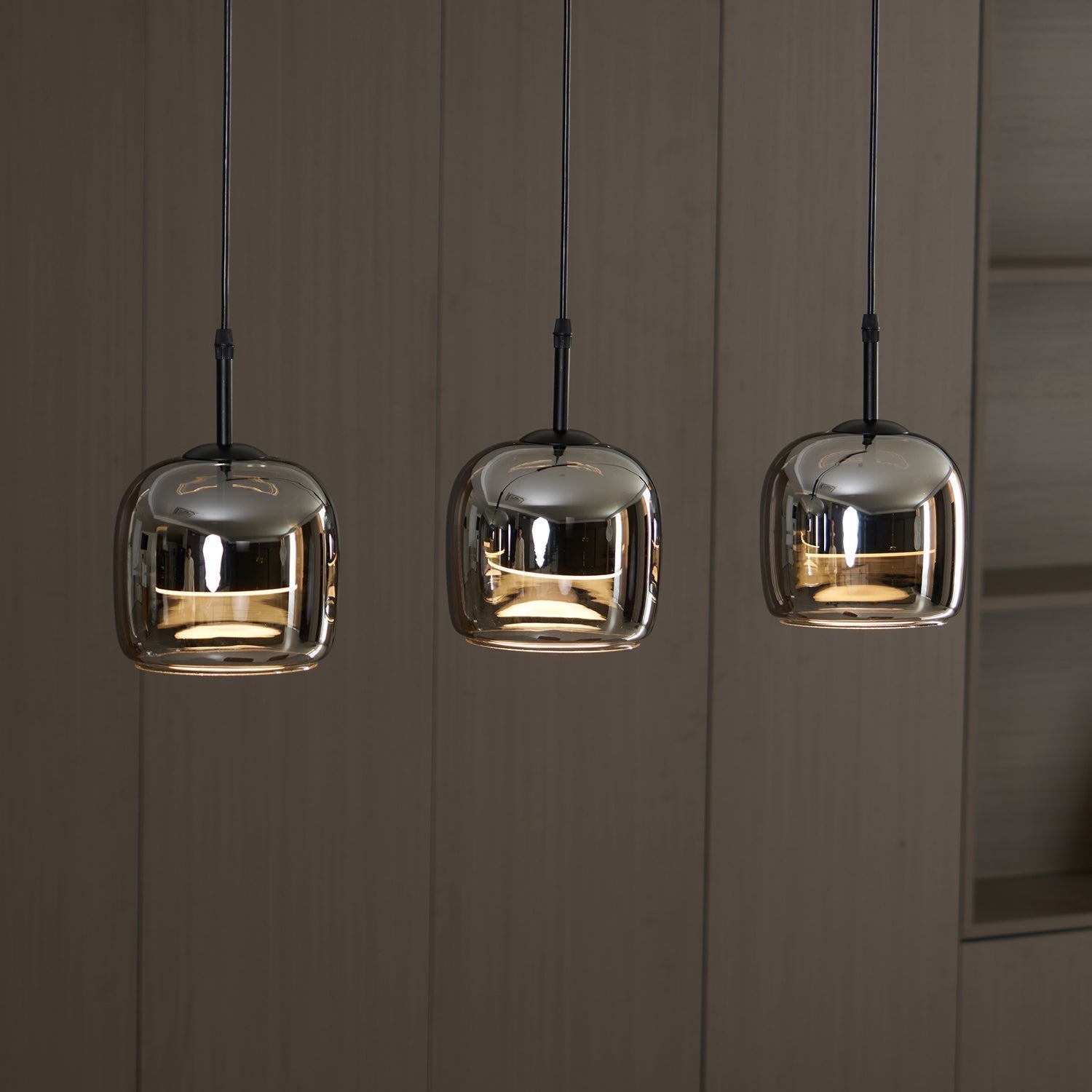 June Minimalist Pendant Light Glass Smoke Gray - Lamp Copper