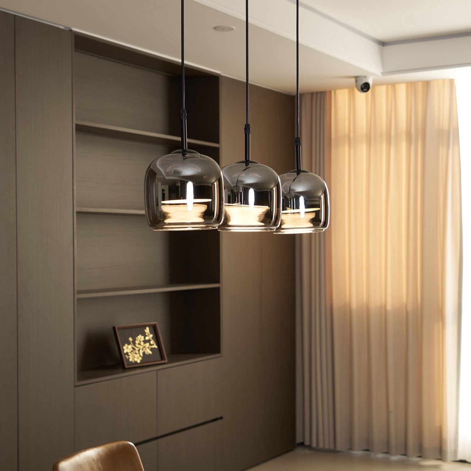 June Minimalist Pendant Light Glass Smoke Gray - Lamp Copper
