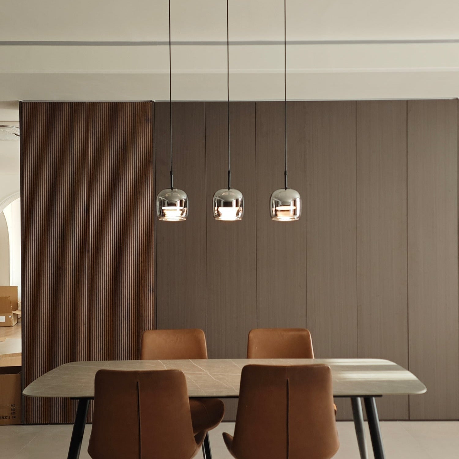 June Minimalist Pendant Light Glass Smoke Gray - Lamp Copper