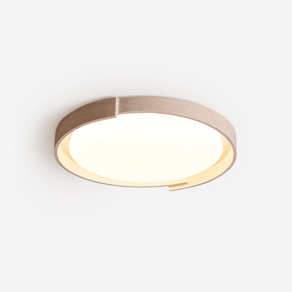 Juvio Minimalist Round Travertine Ceiling Light - Lamp Copper