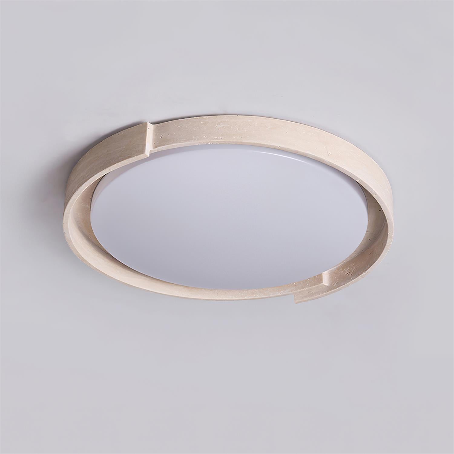 Juvio Minimalist Round Travertine Ceiling Light - Lamp Copper
