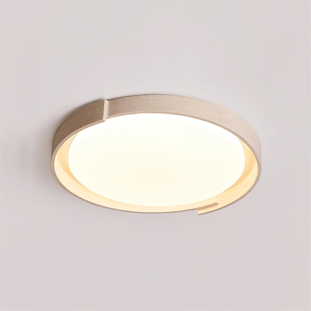 Juvio Minimalist Round Travertine Ceiling Light - Lamp Copper