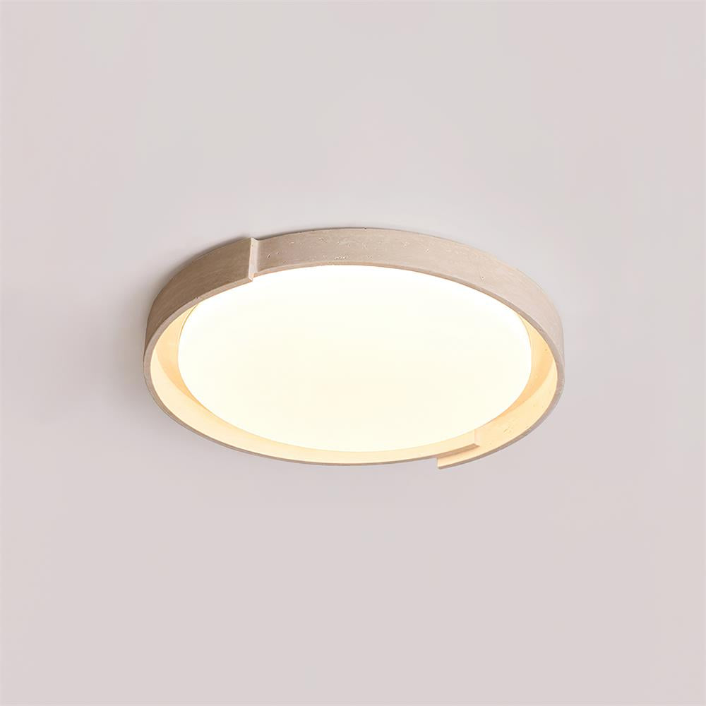 Juvio Minimalist Round Travertine Ceiling Light - Lamp Copper