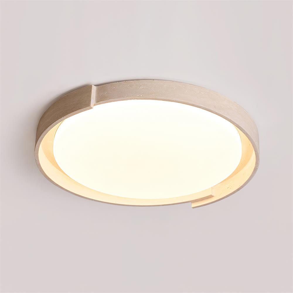 Juvio Minimalist Round Travertine Ceiling Light - Lamp Copper