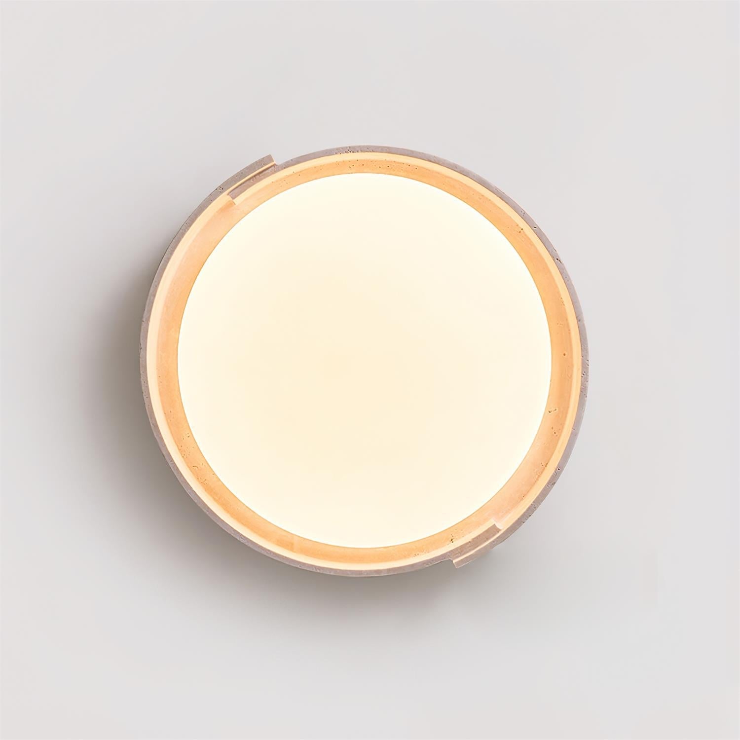 Juvio Minimalist Round Travertine Ceiling Light - Lamp Copper