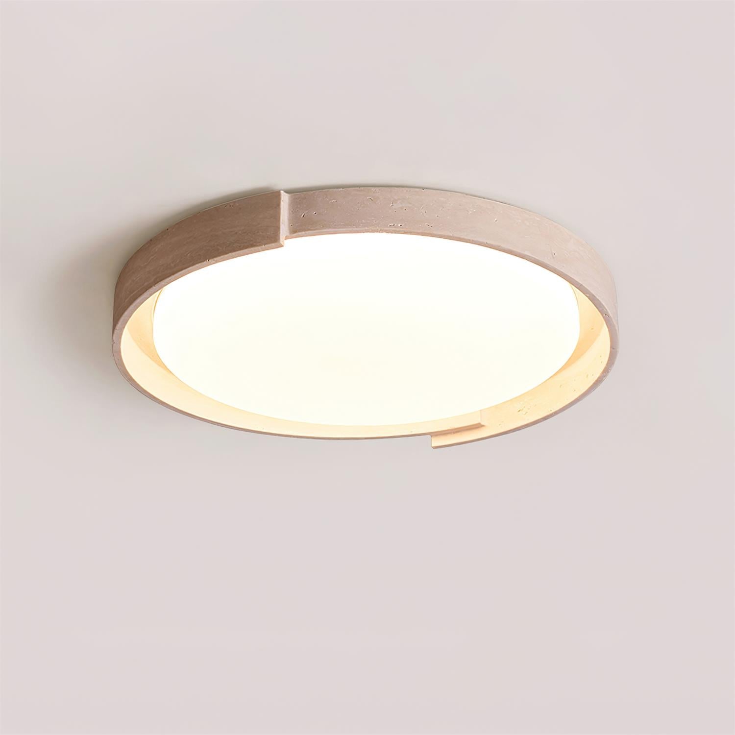 Juvio Minimalist Round Travertine Ceiling Light - Lamp Copper