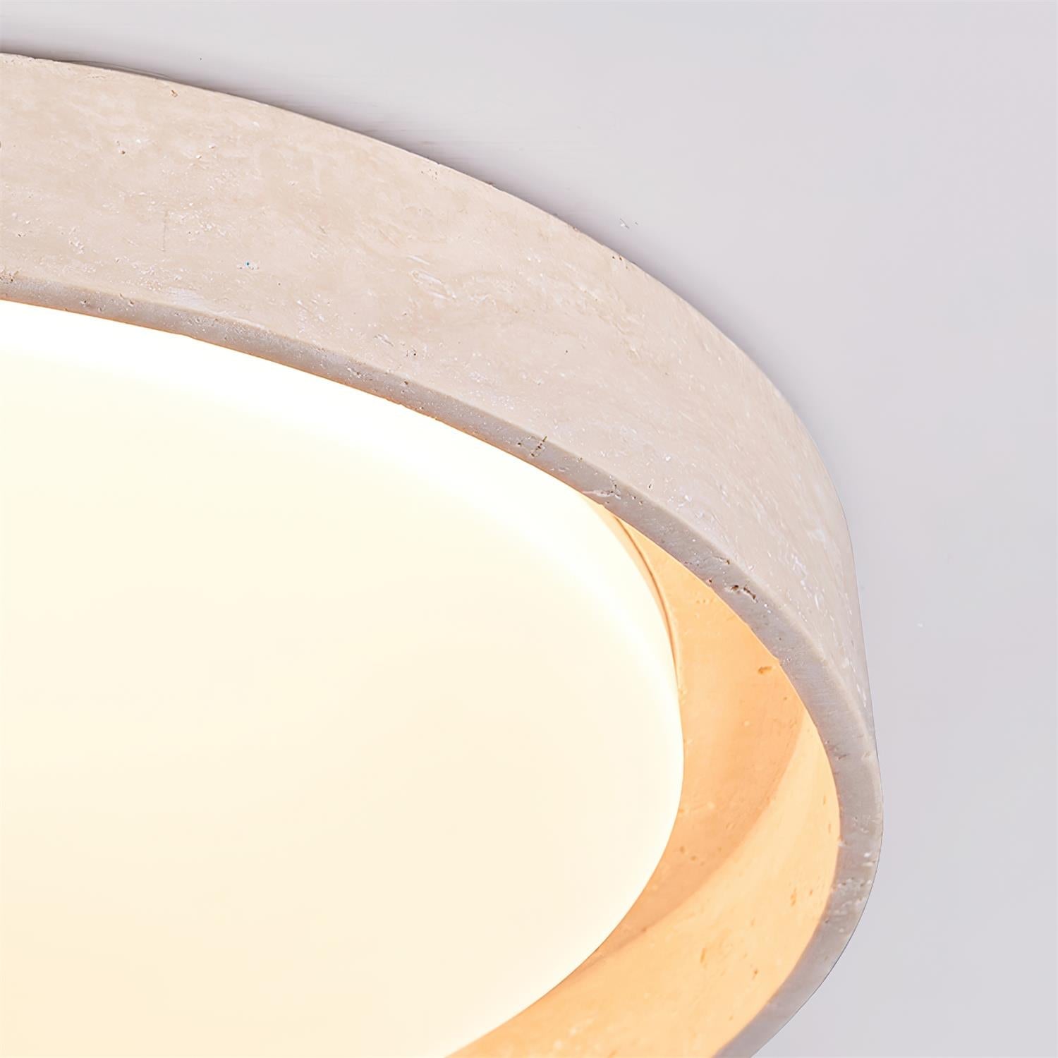 Juvio Minimalist Round Travertine Ceiling Light - Lamp Copper