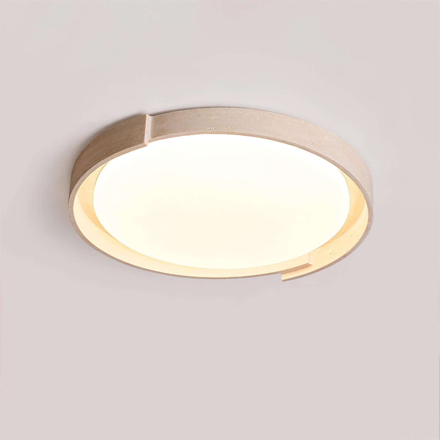 Juvio Minimalist Round Travertine Ceiling Light - Lamp Copper