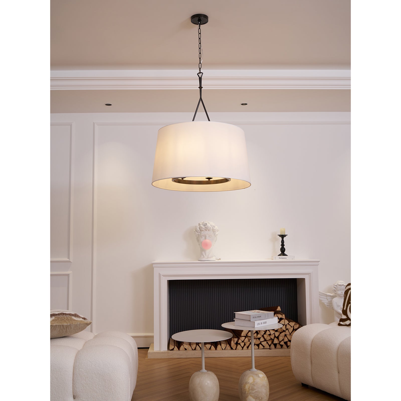 Wink Modern Minimalist Brass Fabric Pendant Lamp - Lamp Copper