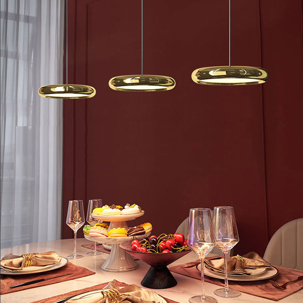 Arisha Minimalist Circular Metal Pendant Light,Silver/Gold/Rose Gold - Lamp Copper