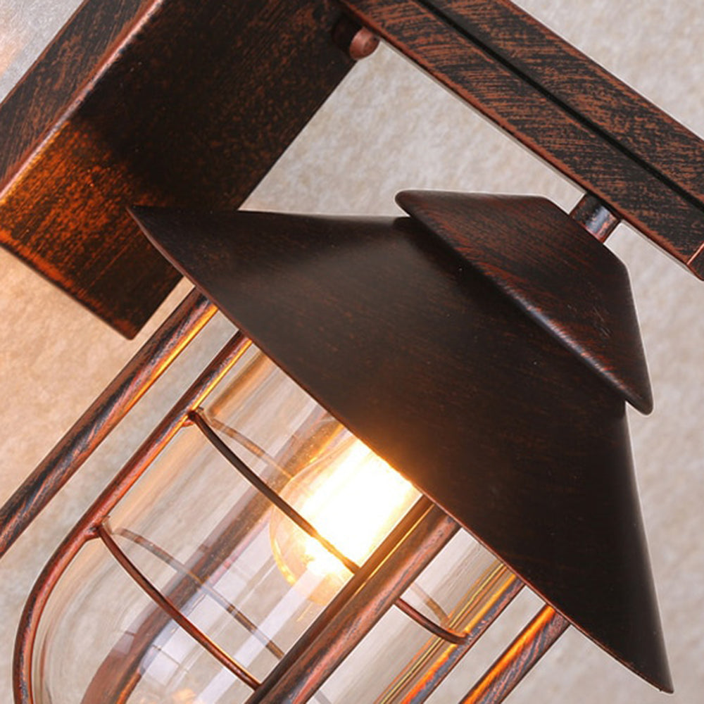 Ray Vintage Lantern Shaped Metal Outdoor Wall Lamp, Black - Lamp Copper
