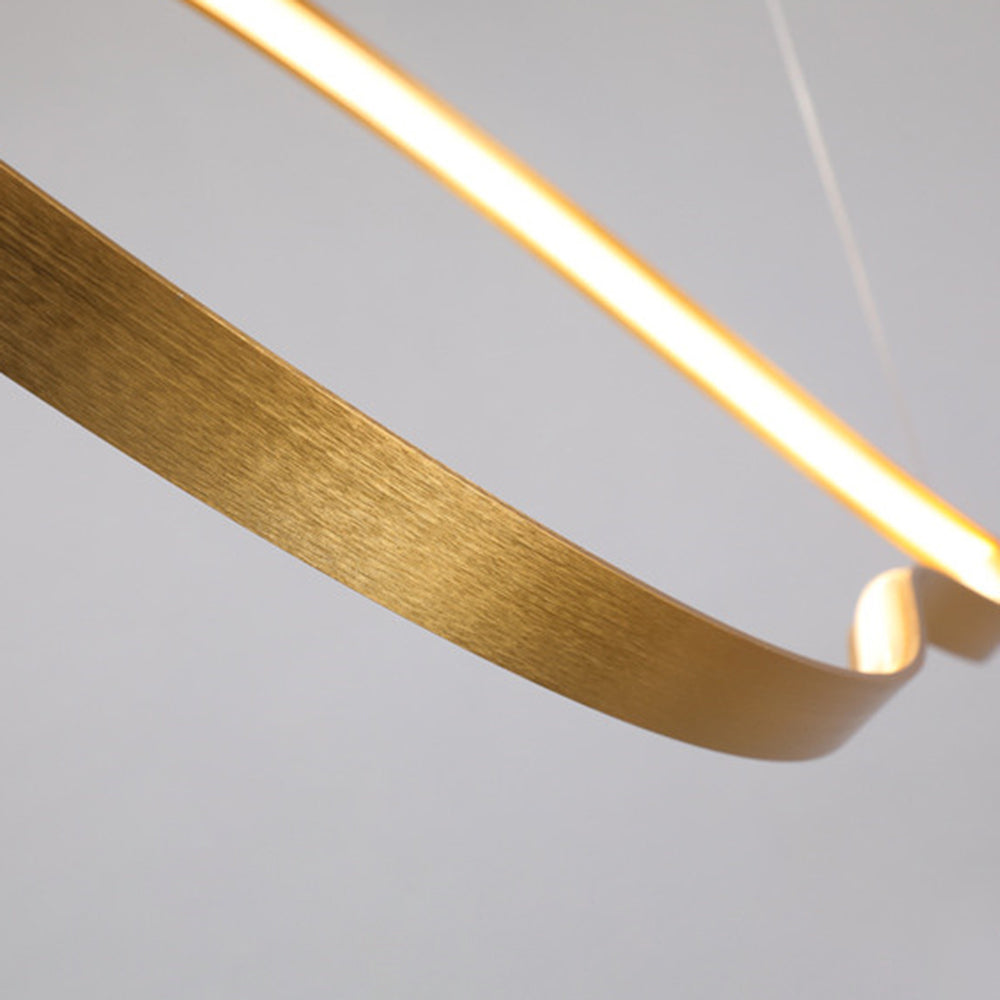 Arisha LED Linear Minimalist Wave Golden Leaf Shaped Pendant Light - Lamp Copper