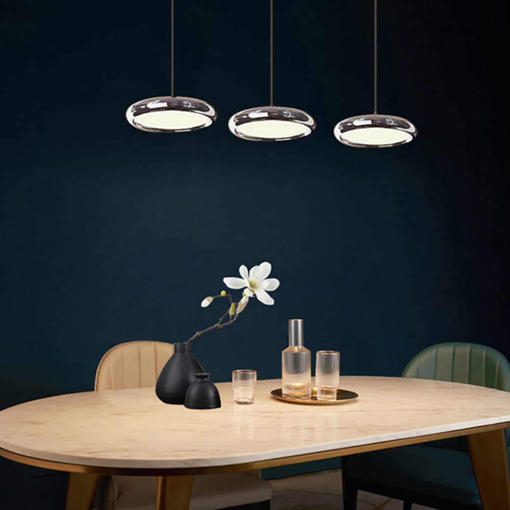 Arisha Minimalist Circular Metal Pendant Light,Silver/Gold/Rose Gold - Lamp Copper