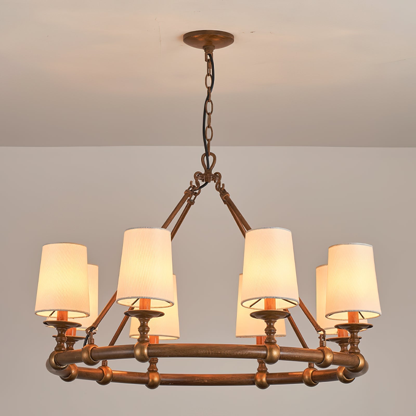 Unite Vintage Industrial Round Gold Metal Chandelier - Lamp Copper