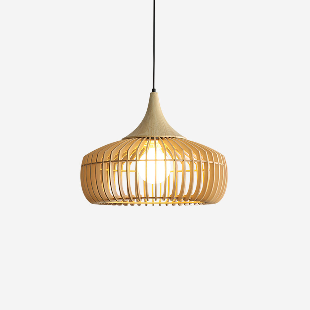 Zivora Natural Bamboo Rattan Pendant Light - Lamp Copper