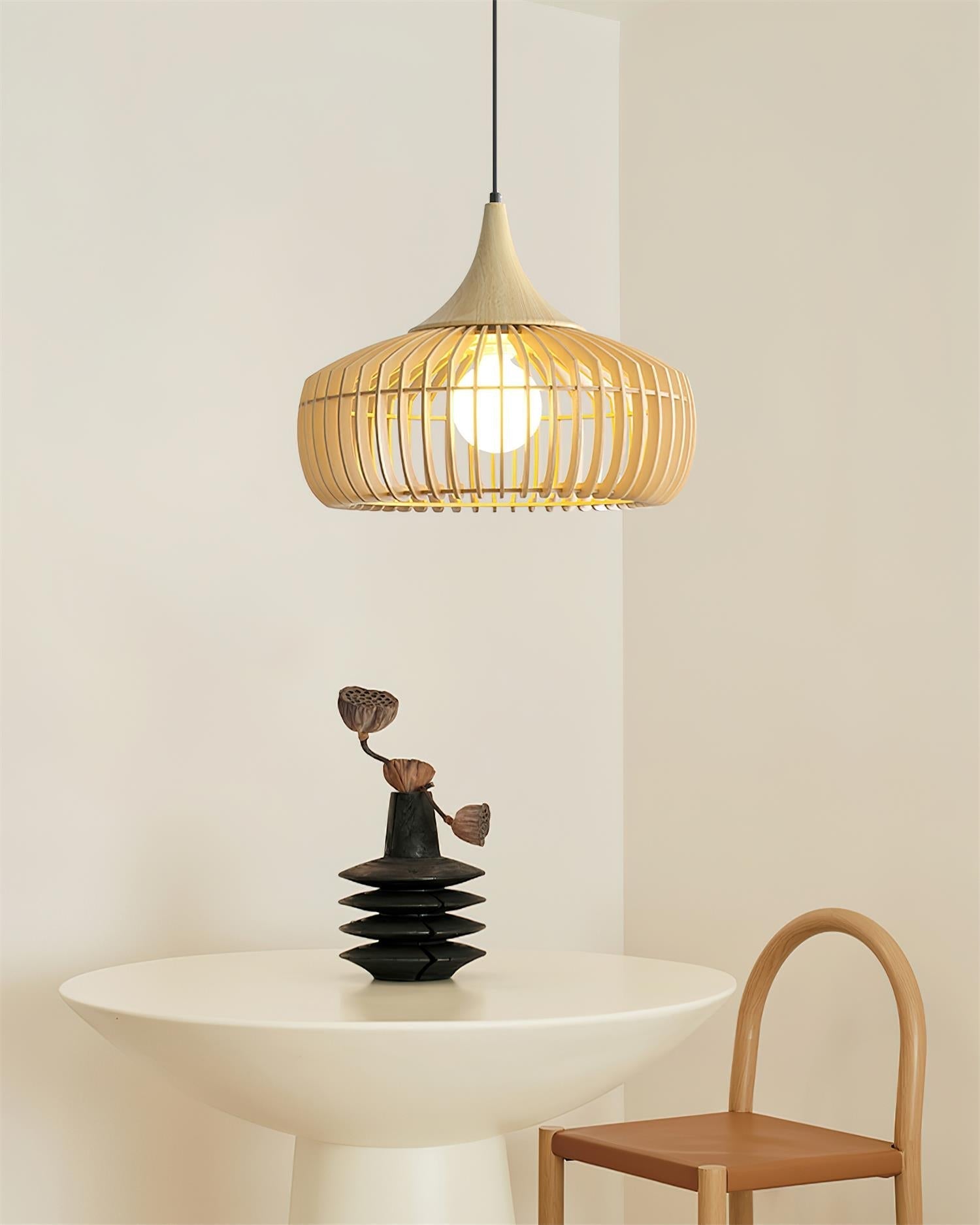 Zivora Natural Bamboo Rattan Pendant Light - Lamp Copper