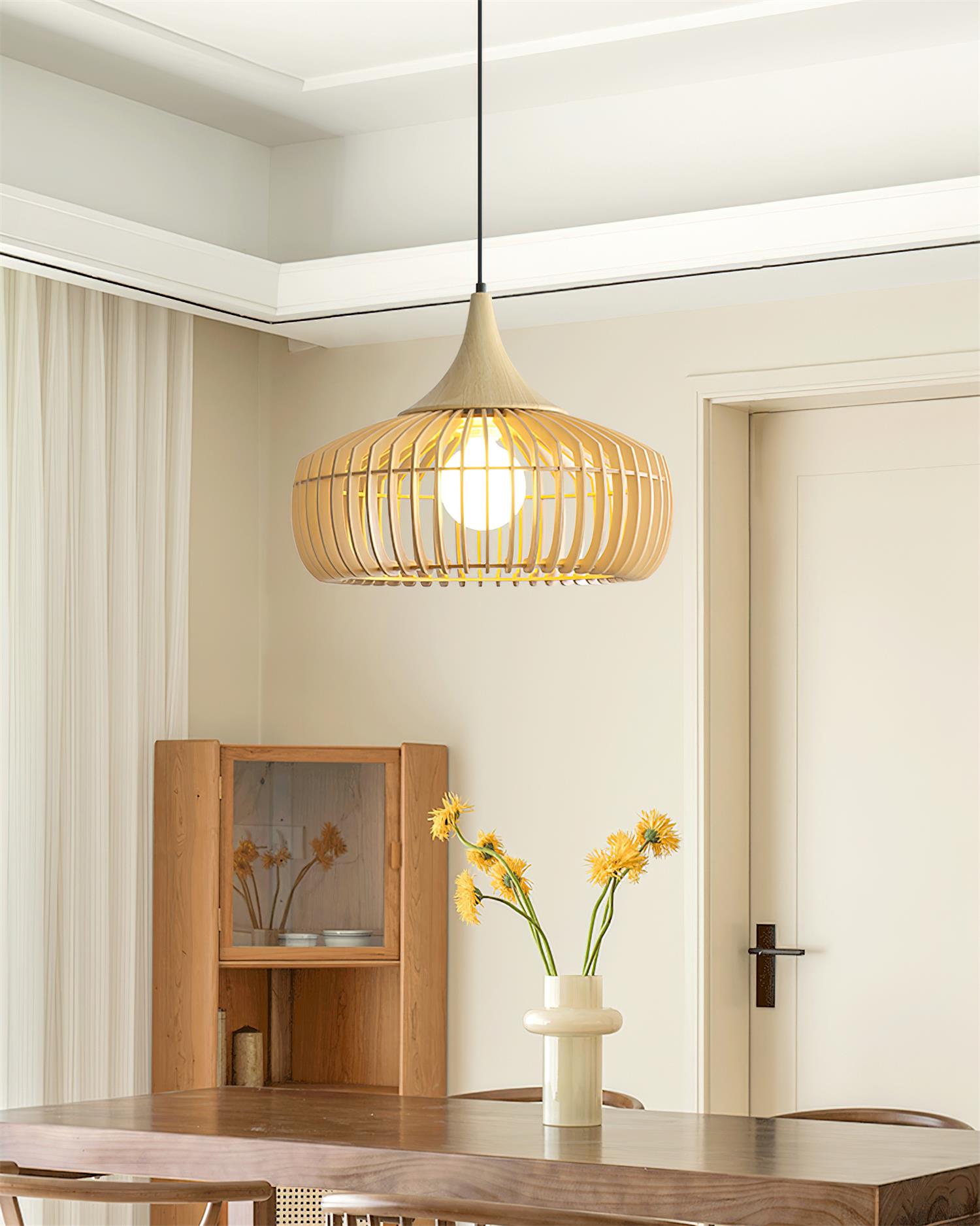 Zivora Natural Bamboo Rattan Pendant Light - Lamp Copper