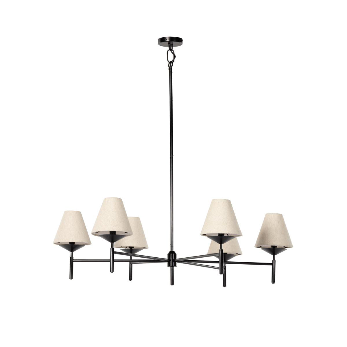 Ulphaa Vintage Industrial Black Fabric Chandelier - Lamp Copper