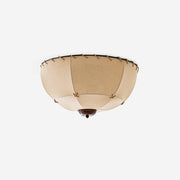 Ceiling Light Handcrafted Shade Wood and Fabric Rustic Fixture - Lamp Copper