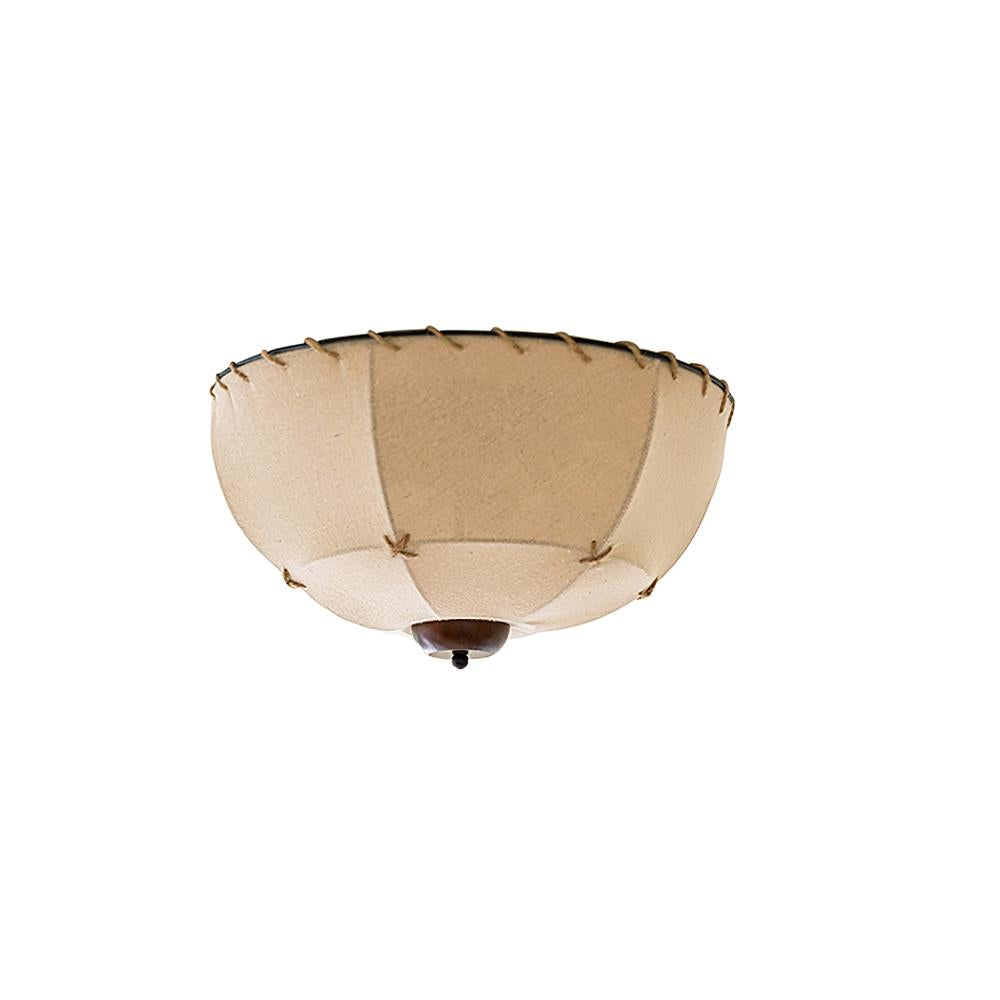 Ceiling Light Handcrafted Shade Wood and Fabric Rustic Fixture - Lamp Copper