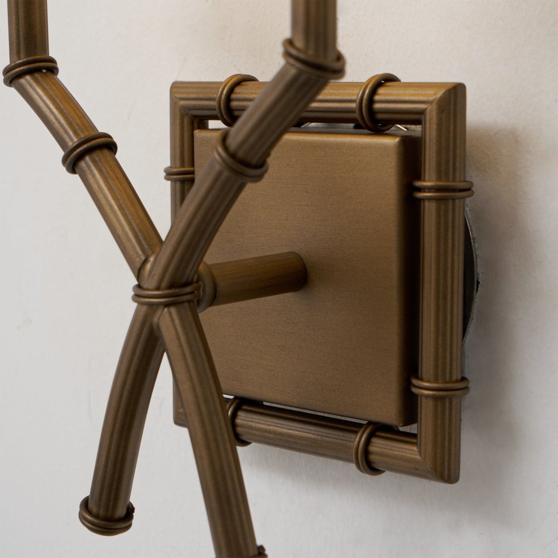 Yelp Vintage Industrial Double Arm Bamboo Fabric Sconce Wall Lamp - Lamp Copper
