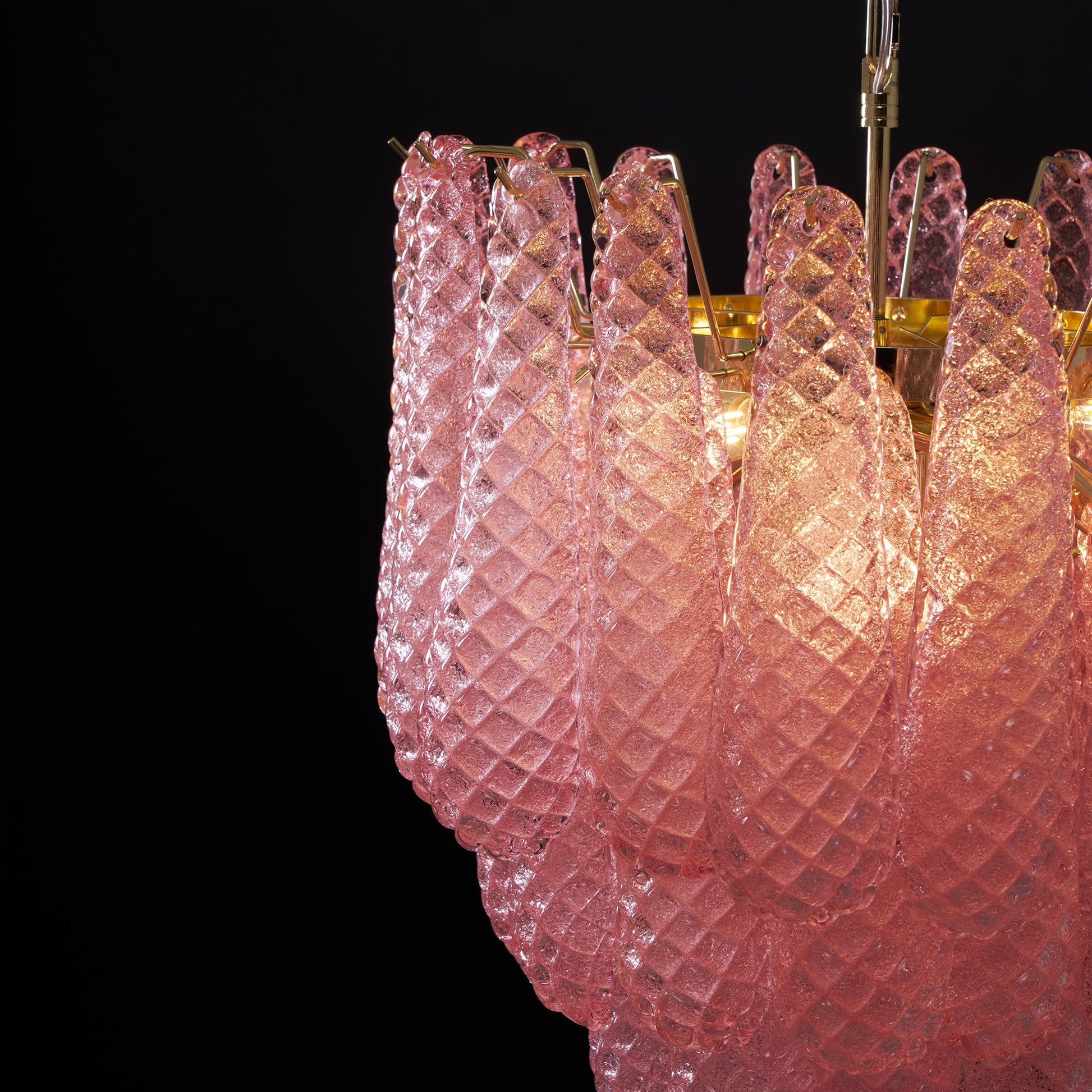 Junto Postmodern Luxury Drop Pink Metal Glass Chandelier - Lamp Copper