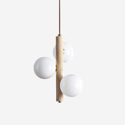 Orbitra Vertical Pendant Lamp Travertine & Glass - Lamp Copper