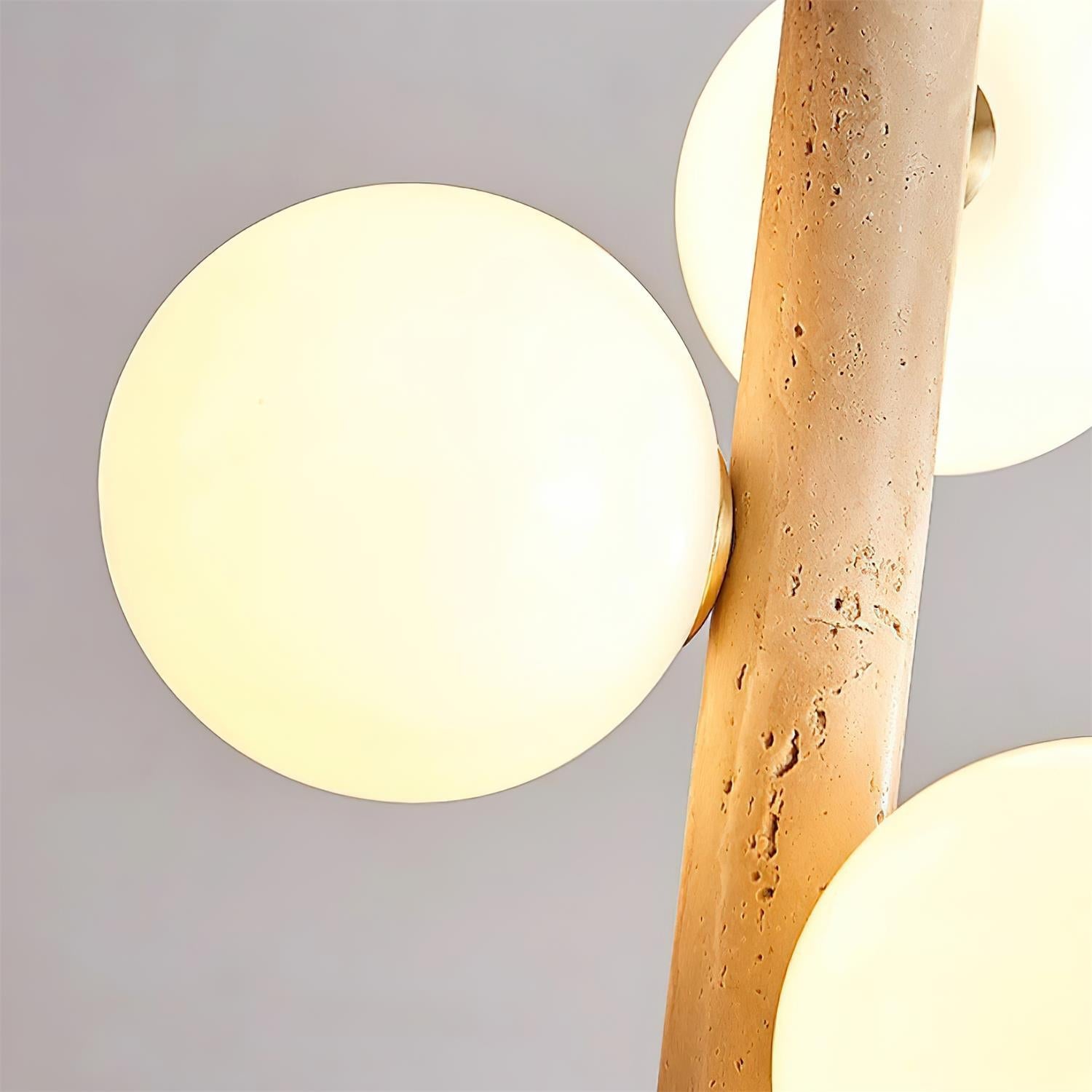 Orbitra Vertical Pendant Lamp Travertine & Glass - Lamp Copper