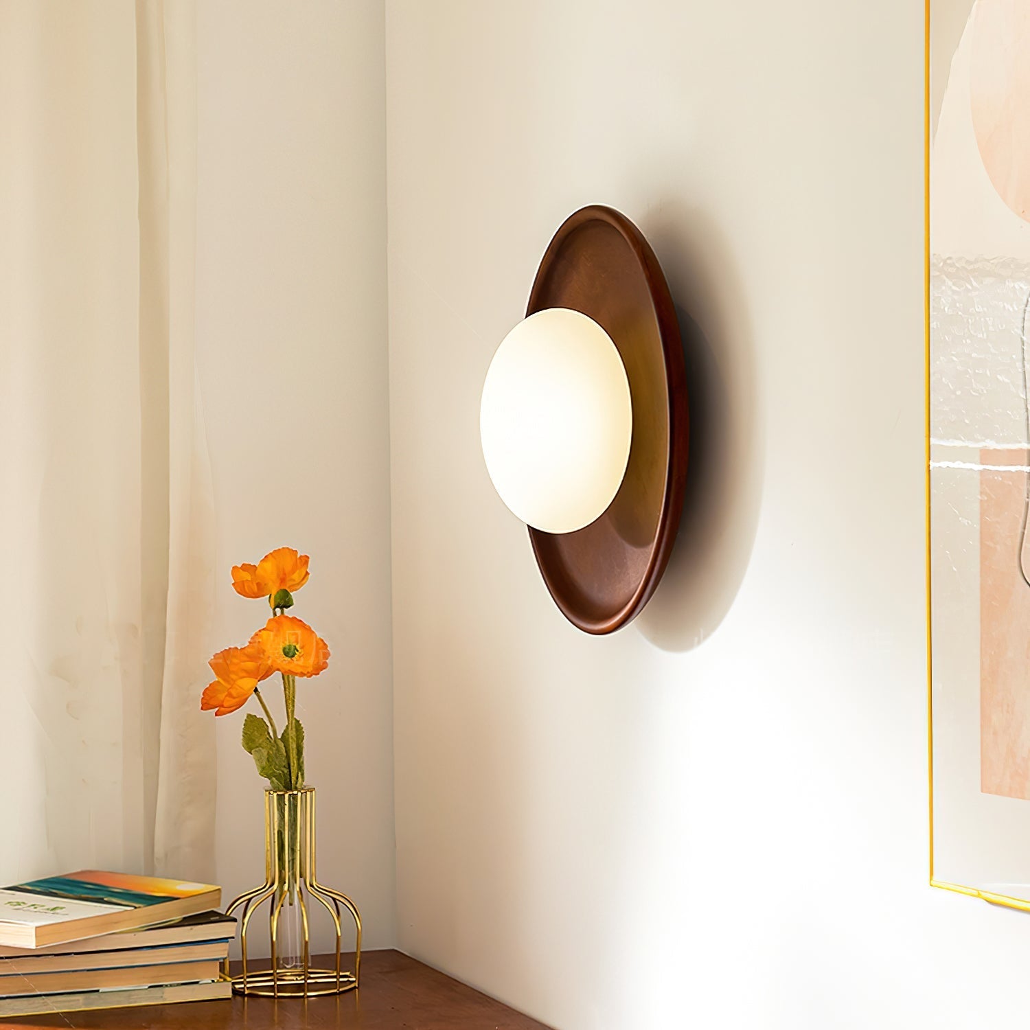 Novin Wooden Wall Lamp - Lamp Copper