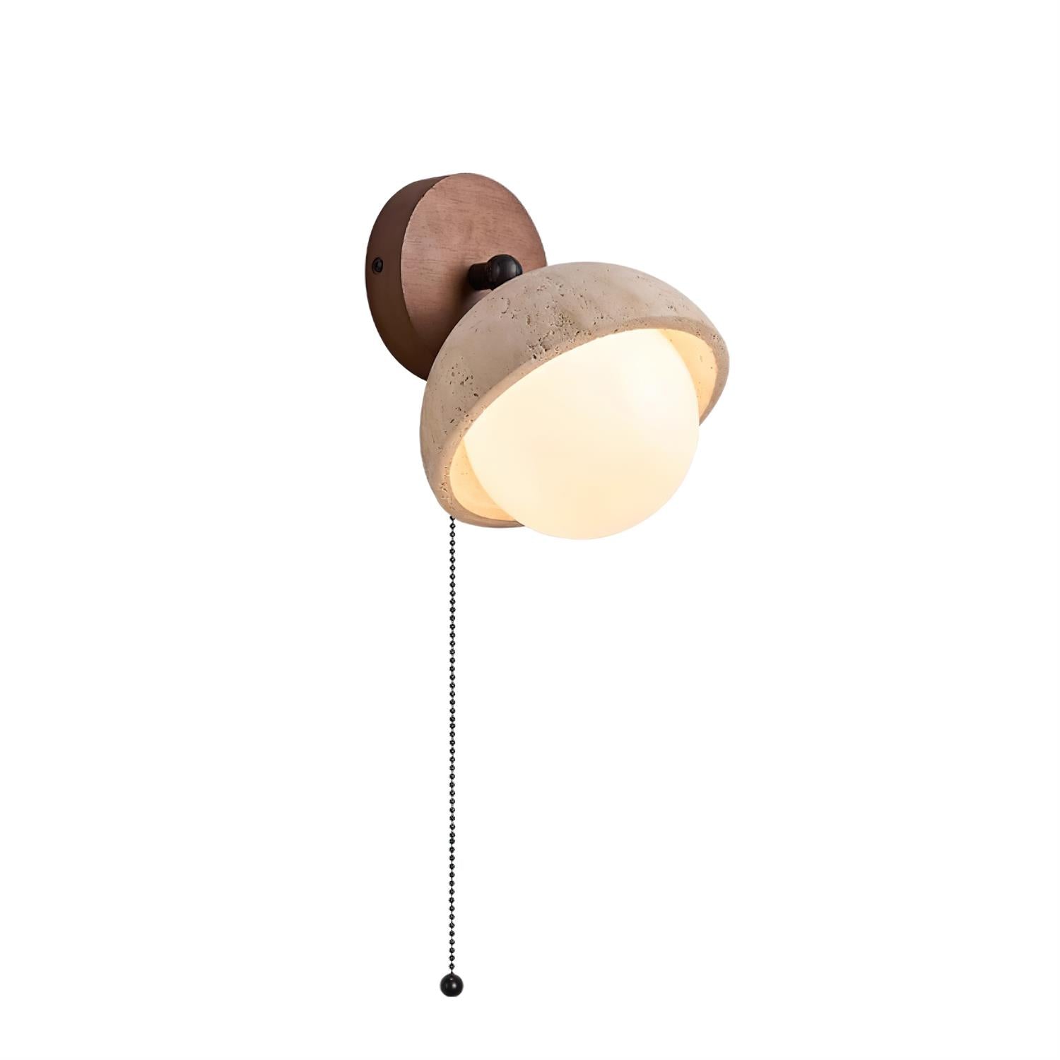 Wall Lamp Travertine and Wood Minimalist Soft Glow Modern Accent - Lamp Copper