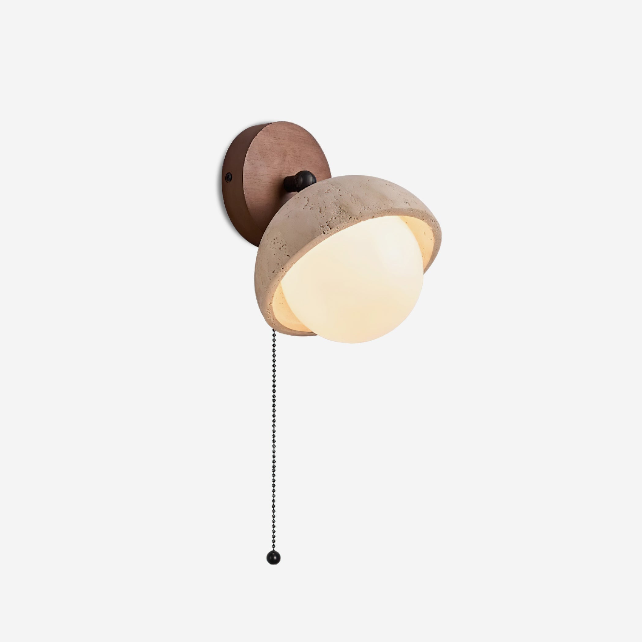 Wall Lamp Travertine and Wood Minimalist Soft Glow Modern Accent - Lamp Copper