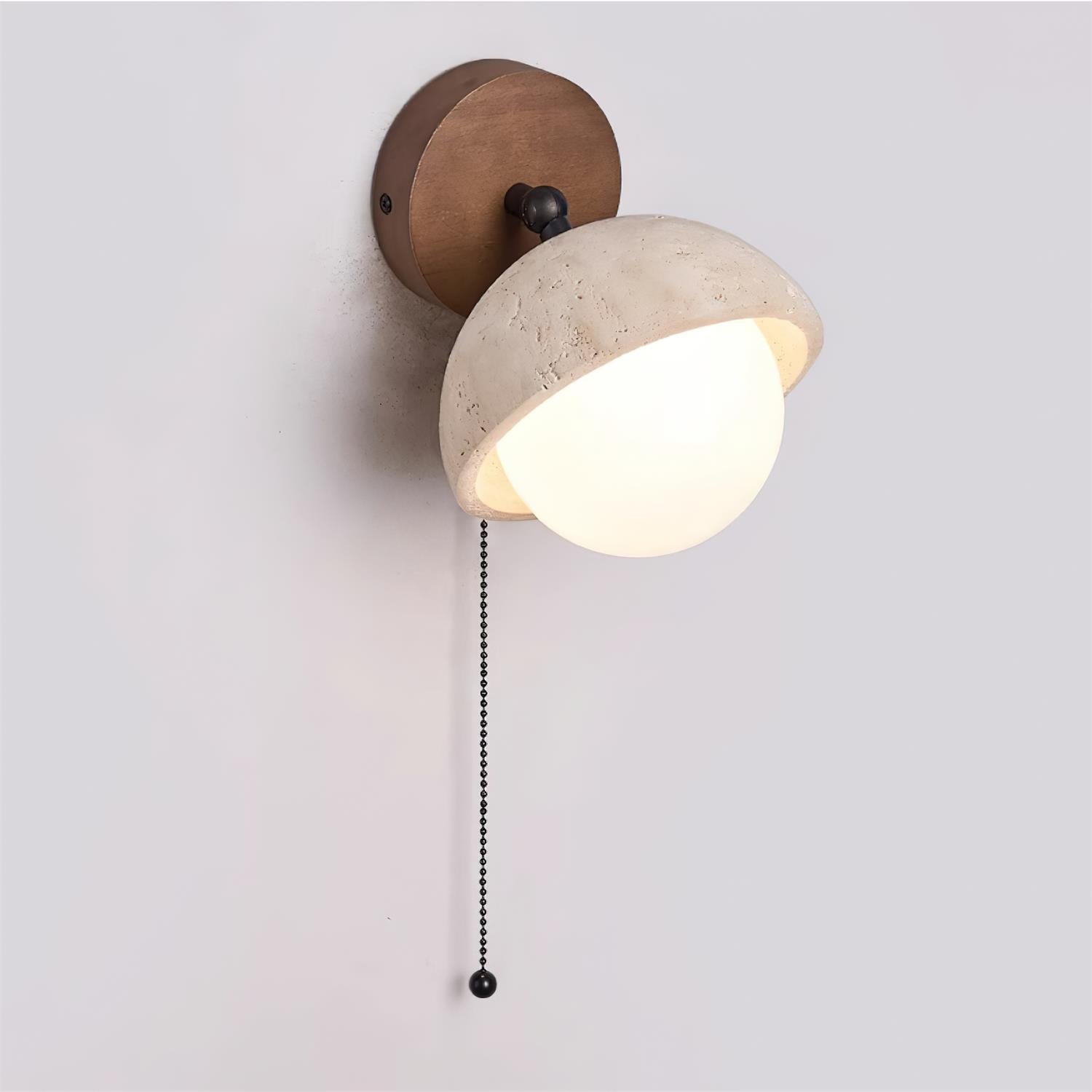 Wall Lamp Travertine and Wood Minimalist Soft Glow Modern Accent - Lamp Copper