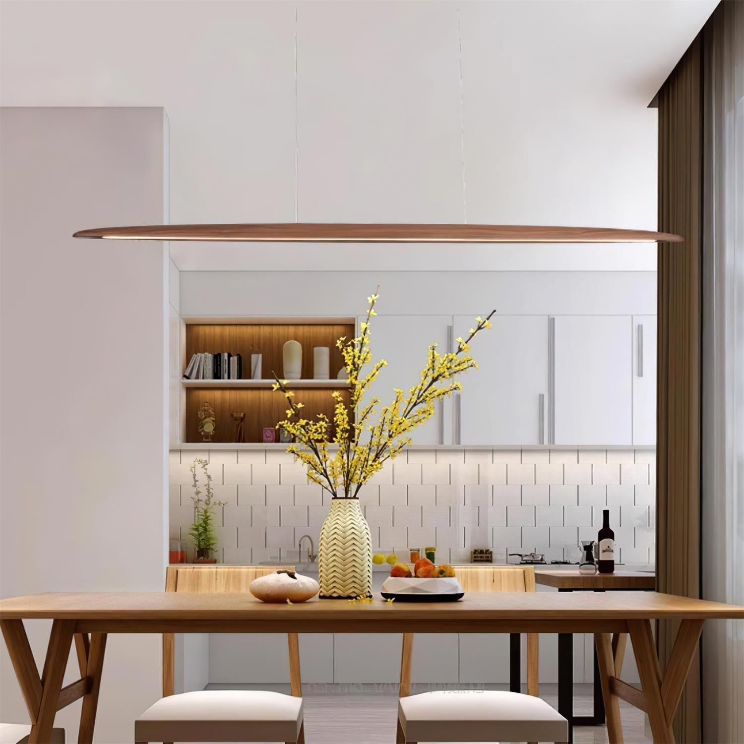 Duvane Minimalist Wooden LED Pendant Light - Lamp Copper