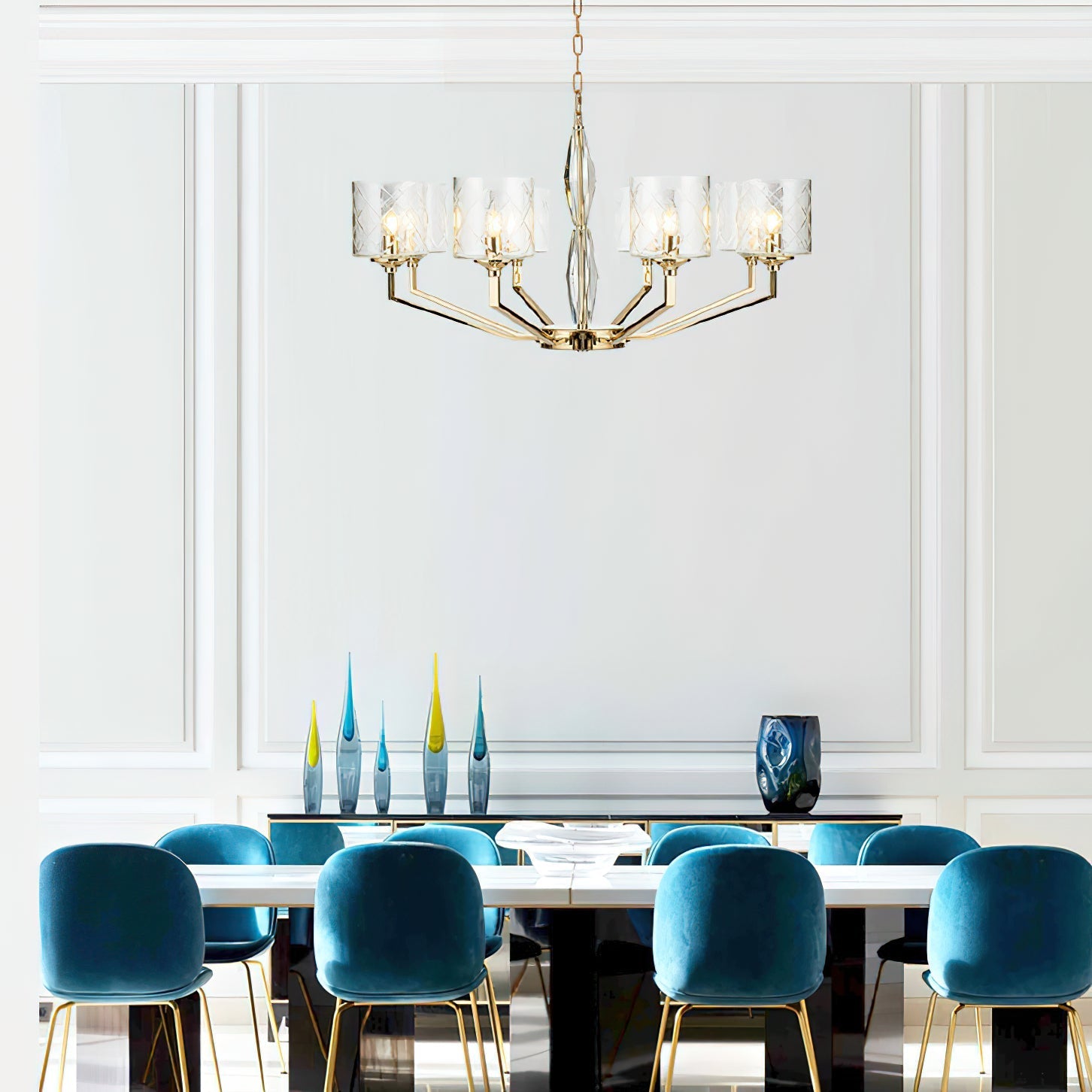 Dew Postmodern Luxury Brass Glass Chandelier - Lamp Copper