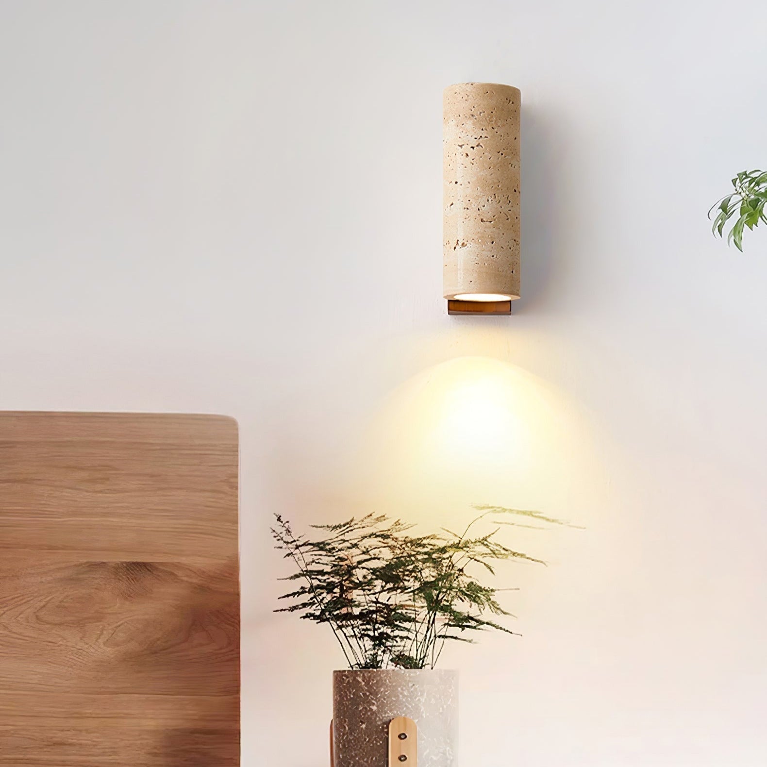 Nula Natural Travertine Wall Lamp - Lamp Copper