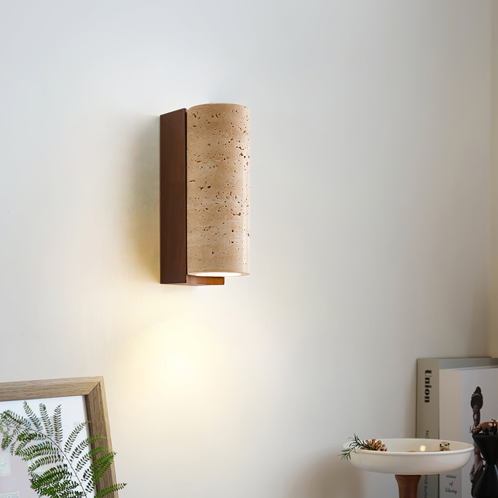 Nula Natural Travertine Wall Lamp - Lamp Copper