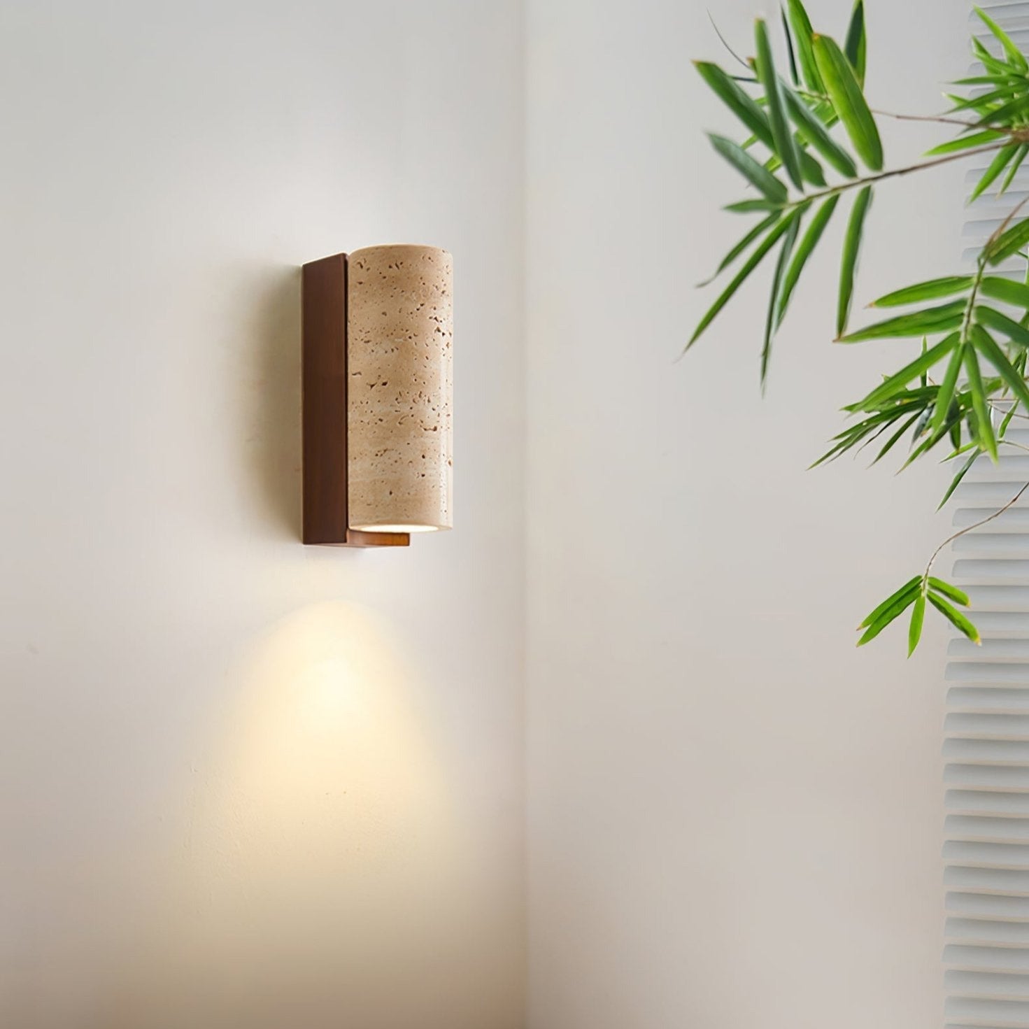 Nula Natural Travertine Wall Lamp - Lamp Copper