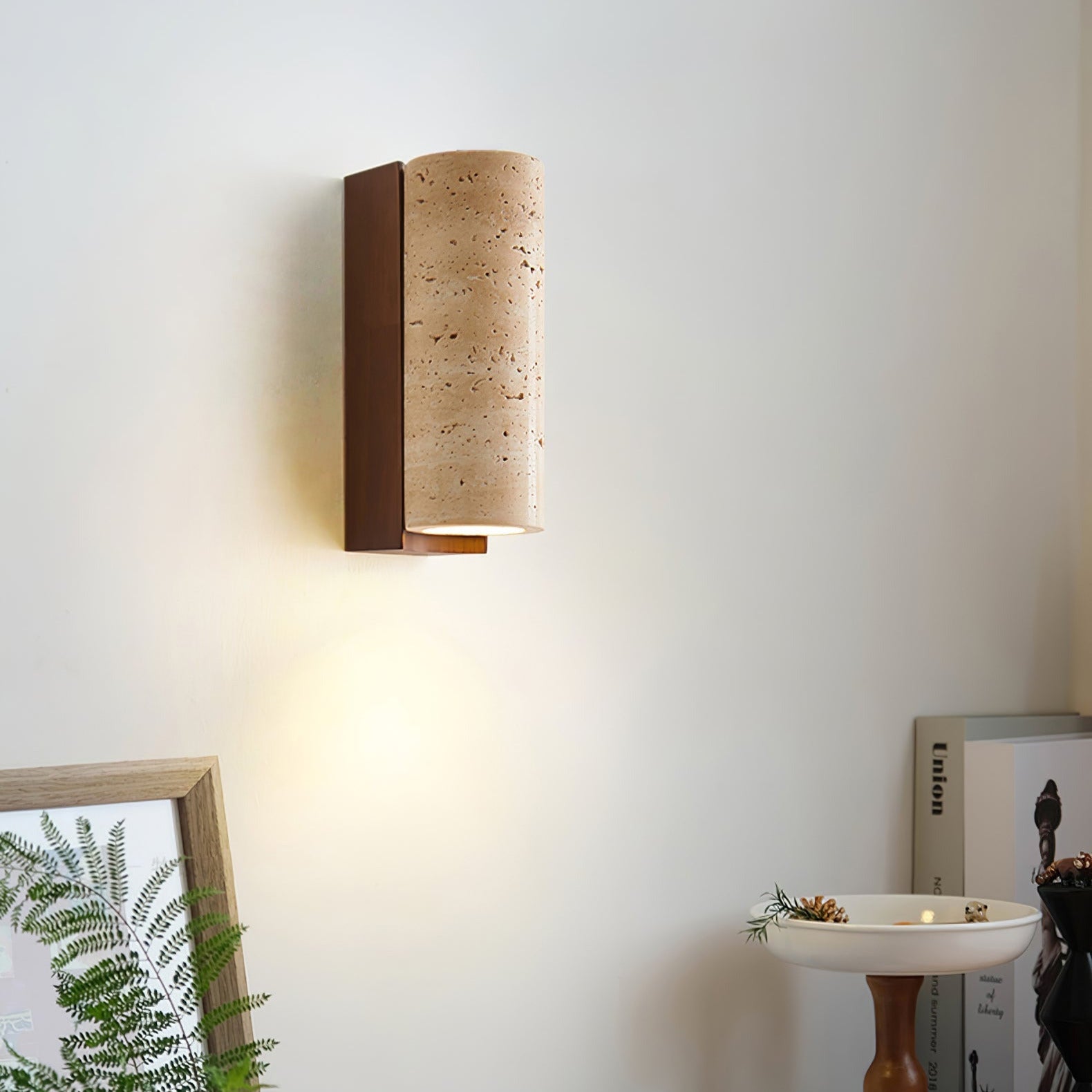 Nula Natural Travertine Wall Lamp - Lamp Copper