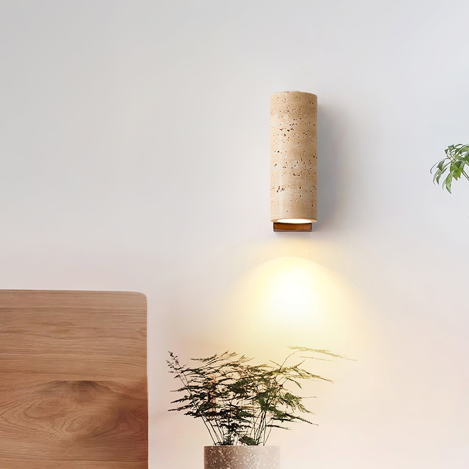 Nula Natural Travertine Wall Lamp - Lamp Copper