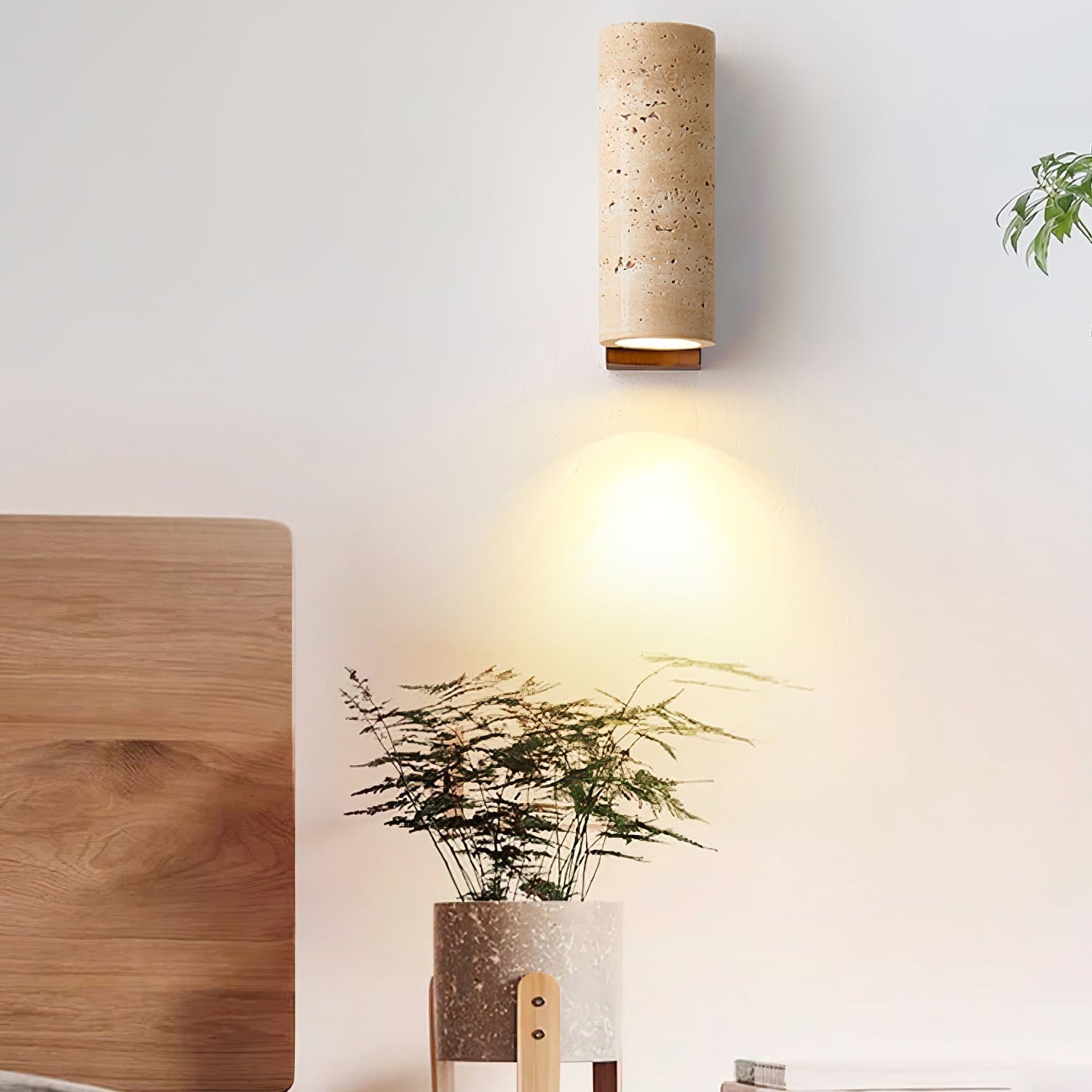 Nula Natural Travertine Wall Lamp - Lamp Copper