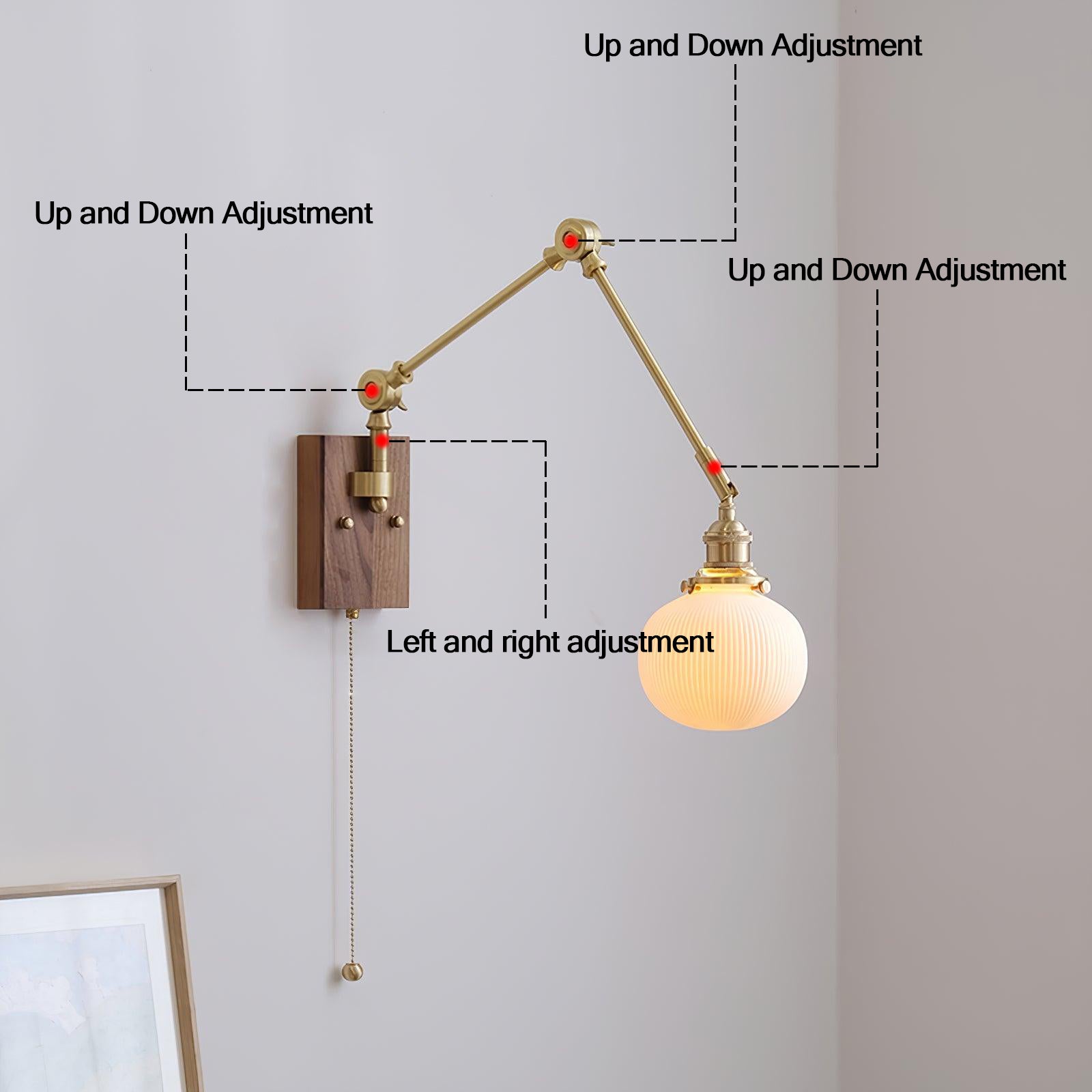 Brione Vintage Adjustable Swing Arm Wall Lamp - Lamp Copper