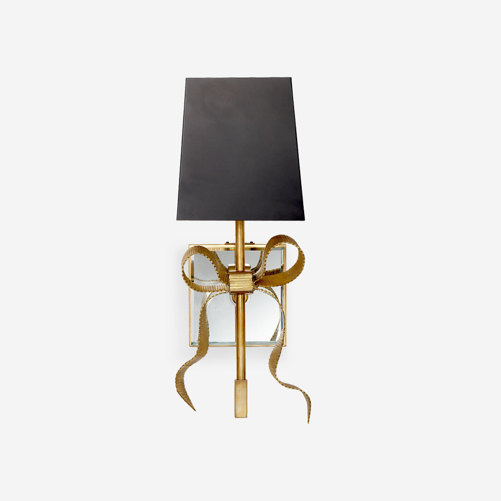 Ribelle Black Shade Wall Sconce with Gold Bow Accent - Lamp Copper