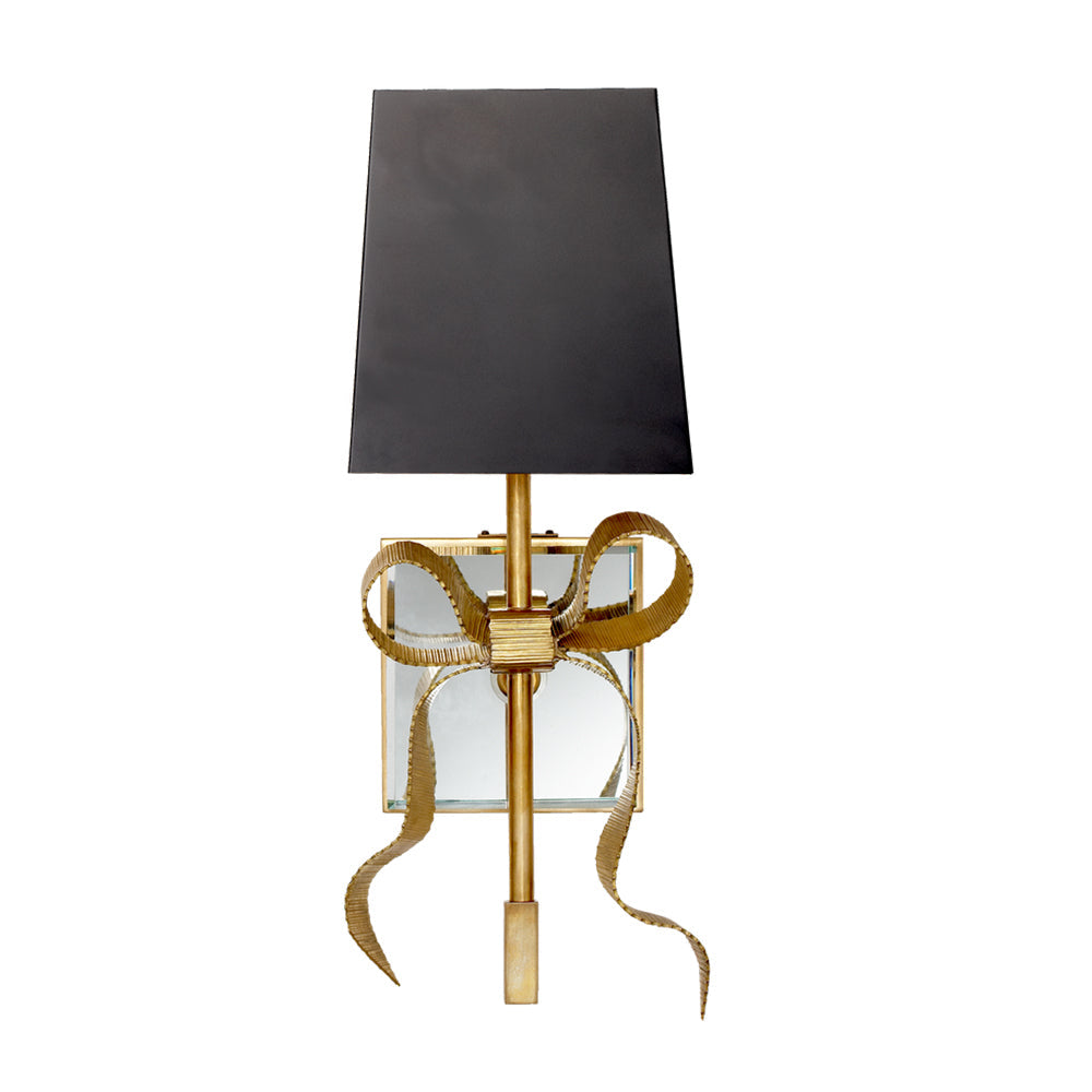 Ribelle Black Shade Wall Sconce with Gold Bow Accent - Lamp Copper