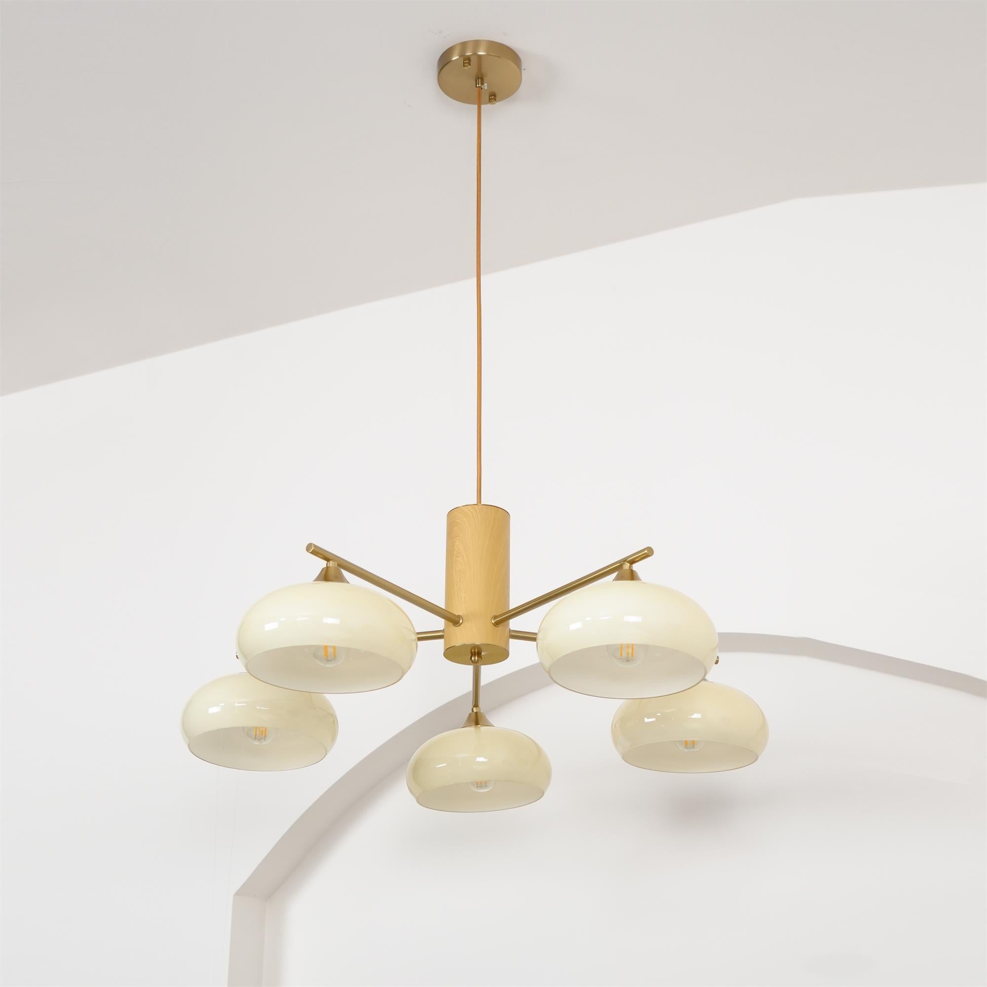 Candy Glass Persimmon Chandeliers - Lamp Copper