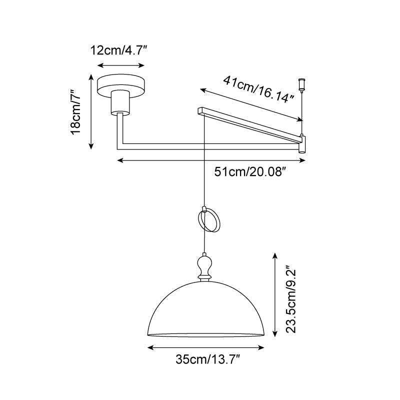 Maribel Swing Arm Pendant Lamp - Lamp Copper